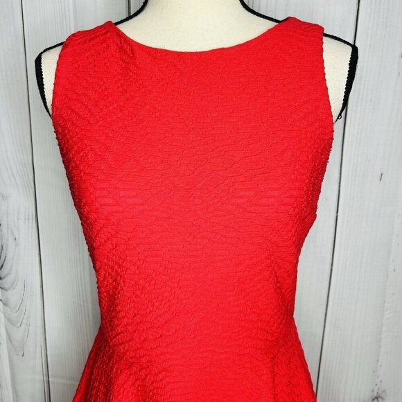 Calvin Klein Back Cut Out A-Line Textured Sleeveless Dress Coral Size 2 - Picture 3 of 13